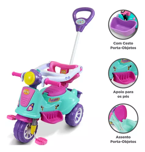 Triciclo Infantil Empurrador Passeio Motoca Velotrol