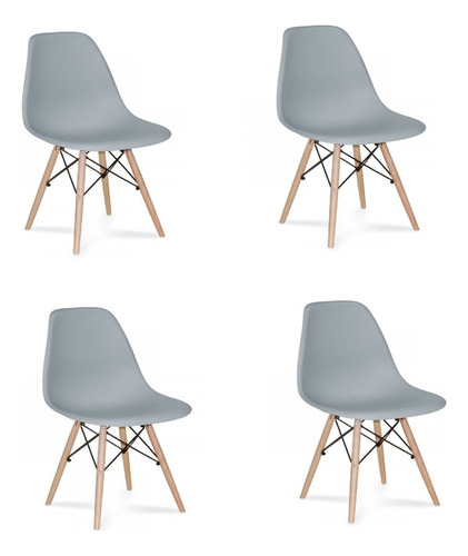 Silla Eames Minimalista Oficina Despacho 4pza Estructura De La Silla Gris Asiento N/a Diseño De La Tela N/a