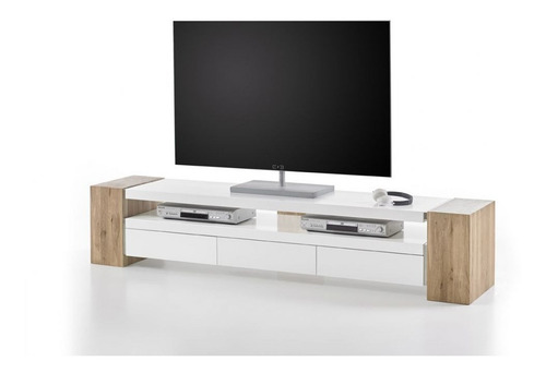 Imagen 3 de 8 de Mueble De Tv Moderno Lacado Y Madera Natural Ref: Lan