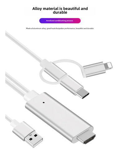 Cable Lightning/type-c/micro A Hdmi De 1,8 M