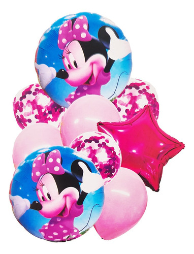 Kit Bouquet Globo Minnie Mouse Feliz Cumpleaños Mickey