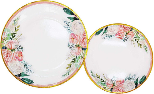 Floral Party Supplies Paper Plates And Napkins Sets For 24 G