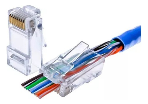 Conector De Red Rj45 Cat 5e Pasantes Plasticos 100 Und