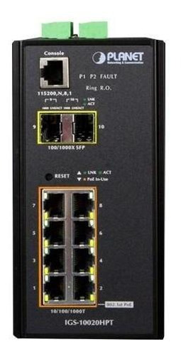 Imagen 2 de 3 de Planet Igs-10020hpt Switch Industrial Poe