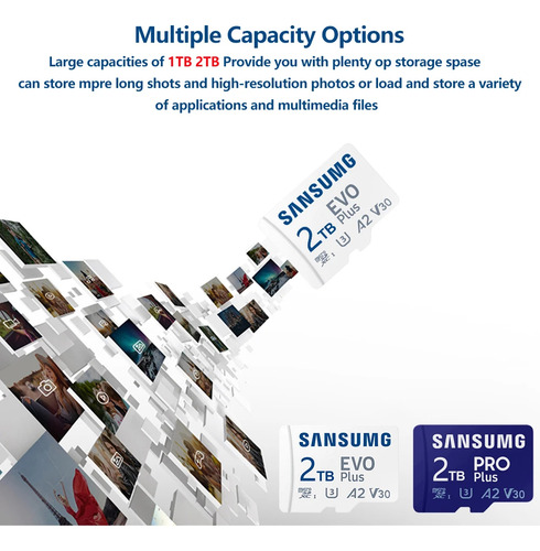 Cartão Sd Memoria Sansumg Plus 2tb Class 10 V30 + Adaptador