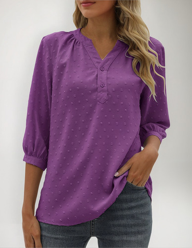 R Blusa Casual Con Botones De Gasa Para Mujer 0162