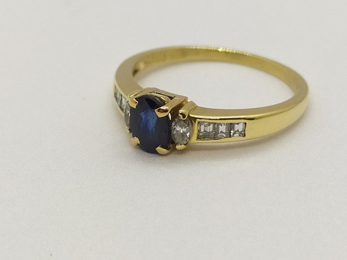 Anillo Oro 18k Brillantes Y Zafiro Mod. A0104. Certif. Gtia.