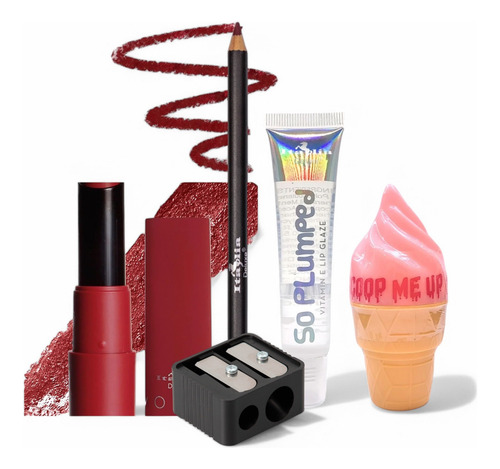 Lip Combo Italia Labial+delineador+bálsamo+gloss+sacapuntas Marilyn