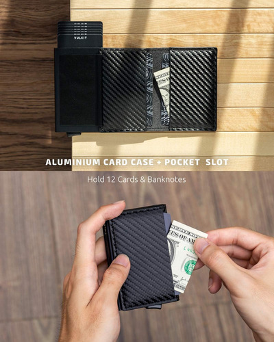 Tarjetero Vulkit Con Bloqueo Rfid, Billetera Emergente Autom