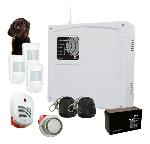 Kit Alarma Casa + 3 Sensores Pet+ Control+ Sirenas+ Batería