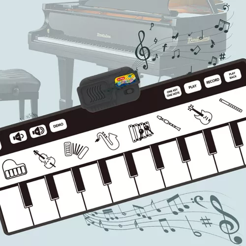 Tapete de piano, jogo de 24 teclas + registro + reprodução + modo de  demonstração Piano para crianças Teclado de dança Tapete de pista ajustável  Vol teclado presente para meninos e meninas(balck) 