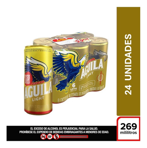 Cerveza Águila Light 24x269ml - mL a $7