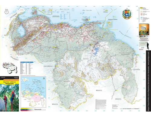 Mapa Físico-político De Venezuela Mapa Pared Tamaño Gigante