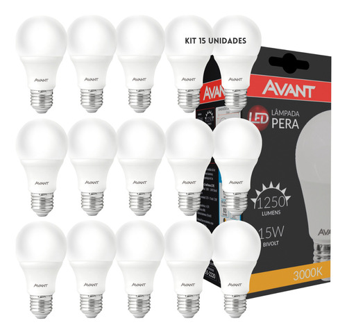 15 Lâmpada Led 15w Soquete E27 6500k Branca Fria Avant