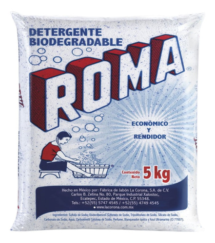 Detergente Biodegradable En Polvo Para Ropa Roma 5kg