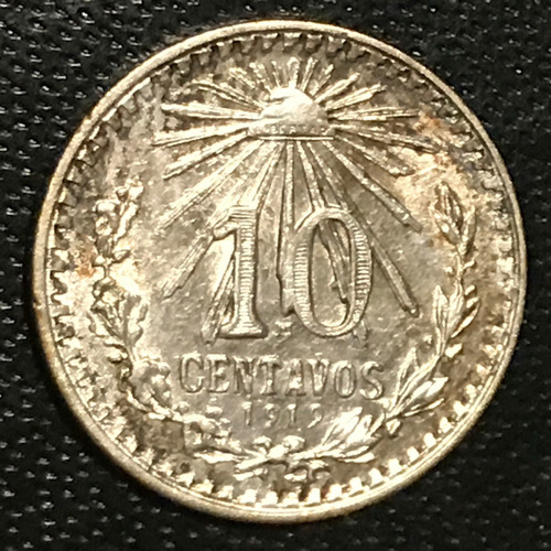 Mex13017 México 10 Centavos 1919 Xf+ Error Metal Ayff