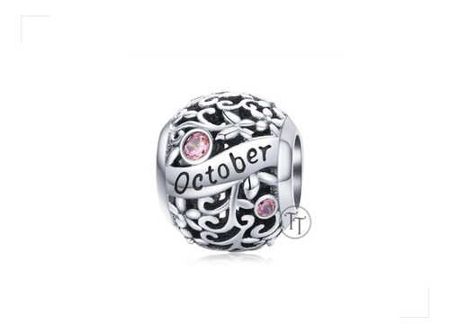 Charm Cumpleaños Octubre Plata Esterlina 925 Zirconia Cz