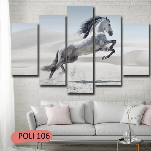 Poliptico 100x50 Cuadro Caballos Salvajes  Canvas Madera