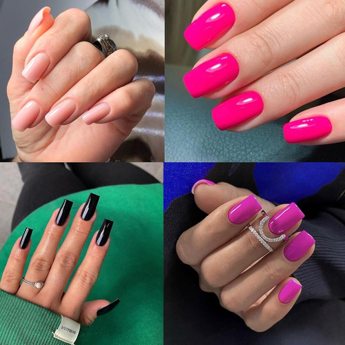 360 Uñas Cuadradas A Presión, Medianas, De Cobertura Complet
