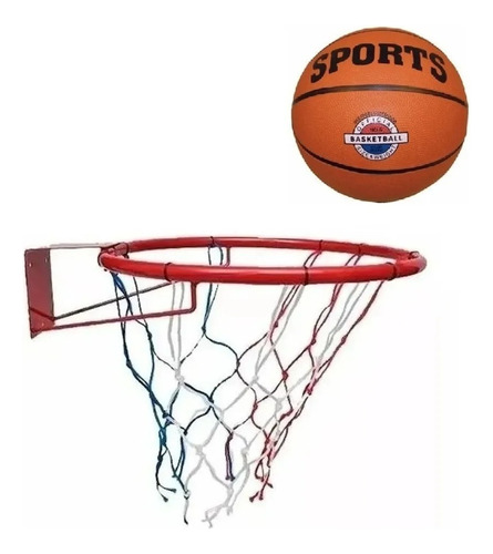 Combo Aro Y Pelota De Basquet Grande Nº 7 Con Red Para Pared