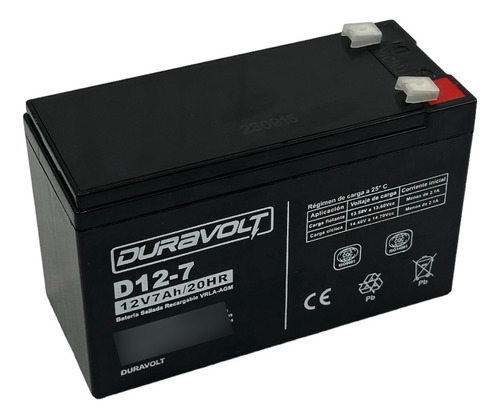 Bateria Recargable 12v 7amp Sellada Duravolt Carrito Dr-12-7