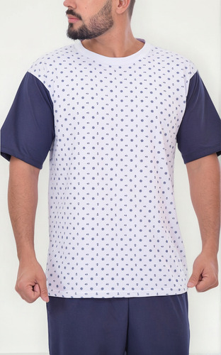 Pijama Masculino Com Calça E Camiseta Com Desenho Nauticos