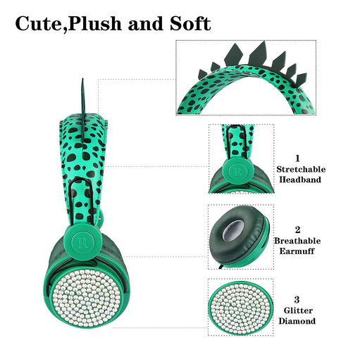 Auriculares Para Niños Charlxee Con Micrófono Dinosaurio