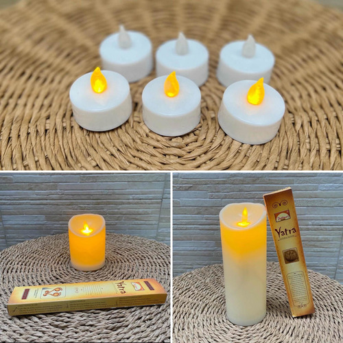 Pack De 3 Velas Led 20cm/4 Velas Led 10cm/24 Velitas Led 4cm