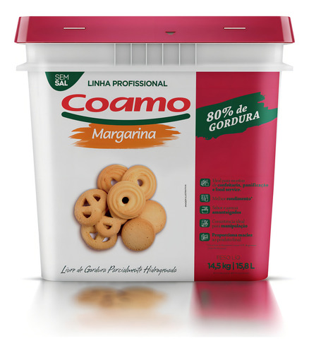 Margarina sem Sal 80% de Gordura Coamo Profissional Balde 14,5kg