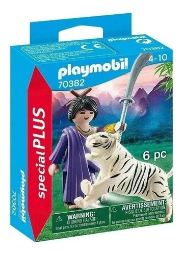 Playmobil 70382 Luchadora Asiática Con Tigre Blanco 6 Piezas