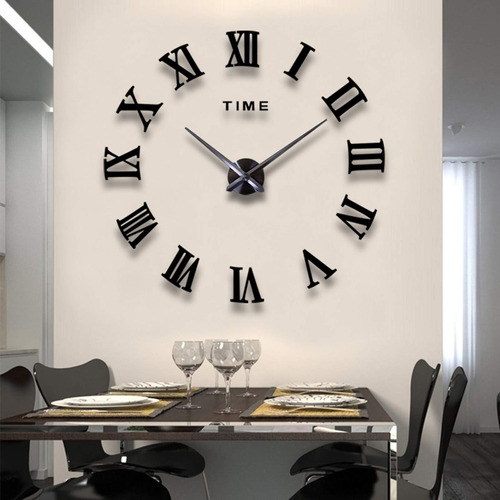 Espejo 3d Diy Reloj De Pared Moderno Decorativo En Negro