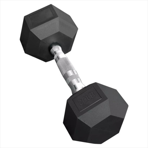 Mancuerna Pesa Hexagonal 20lb/9.07kg Para Gym Color Negro