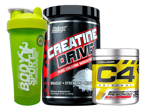 Pre C4 30serv + Creatina Nutrex 60serv + Shaker