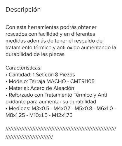 Juego Porta Machos 8 Piesas Makawa