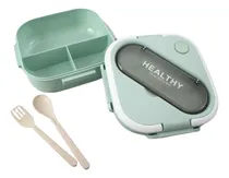 Comprar Lunchera Con Cubiertos Taper Con Divisiones Vianda 1300 Ml