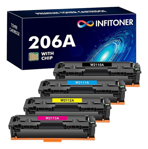 Toner 206a Paquete 4 Con Chip Compatibles Con 206a 206x W211