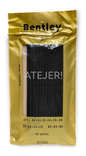 Imagen 5 de 8 de Elástico Liso Marca Bentley Art 12 De 5mm X 50 Metros Negro