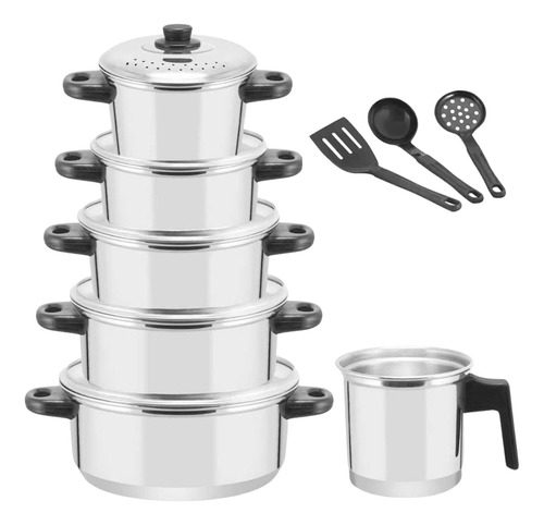 Jogo Panela Kit Caçarola Conjunto 09 Peças + Talheres