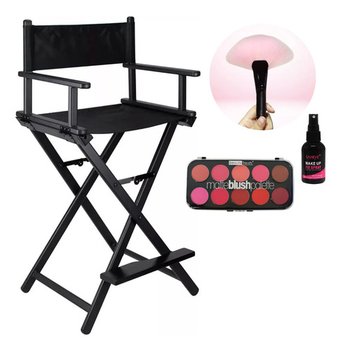 Silla Tipo Director Maquillaje Portátil Estudio Plegable