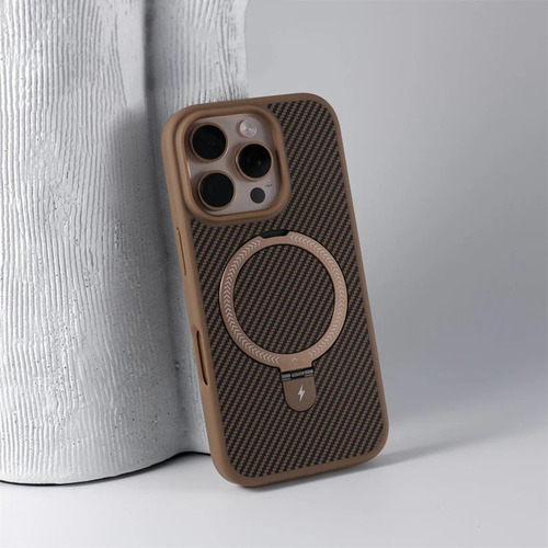 Capa De Telefone Com Suporte De Fibra De Carbono Para iPhone