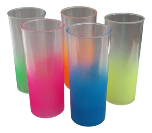 10 Vasos Trago Largo Degradé Cristal 330ml 