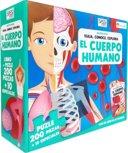 Puzzle 200 Piezas Con Libro El Cuerpo Humano Edu Full