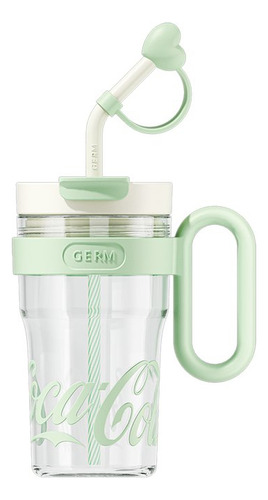 Cocacola Vaso De Plástico Transparente Con Tapa 800ml De Tritan Alimenticio Con Asa Y Popote Para Bebidas Frías Y Calientes Verde