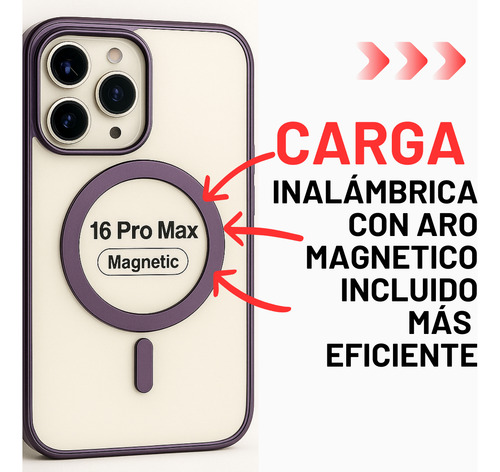 Funda Para Celular Magsafe Compatible Iphone 16 Pro Max Violeta Oscuro Intenso