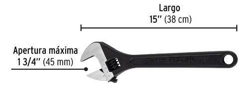 Llave Ajustable Perico 15´ Acero Pavonado Profesional 26053