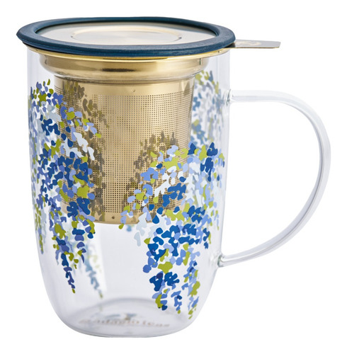 Adagio Teas Mug Bhoro Feather Flower Con Infusor 470 Ml Color Blanco