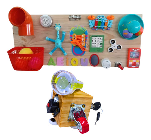 Kit Painel E Cubo Sensorial Atividades Montessori Bebê Tea