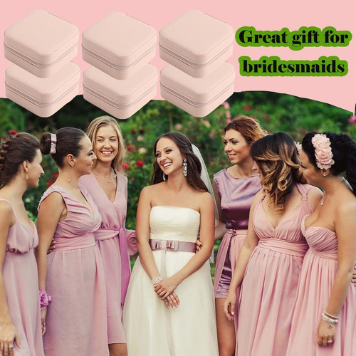 6pcs Joyero De Viaje Pequeño Caja De Almacenamiento Portátil Color Rosa