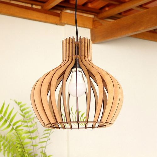 Imagem 2 de 8 de Luminaria Pendente Decoração Casa Mdf