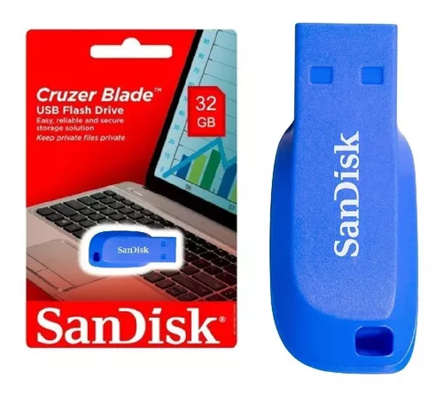 Pendrive Sandisk Cruzer Blade 32gb Usb 2.0 Azul - $ 2.590